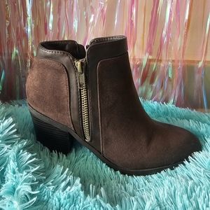 Brown Ankle Boots with Brass Zippers